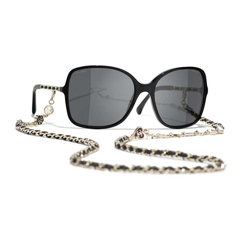 chanel sunglasses 5210q black|Square Sunglasses Acetate & Lambskin Black. Lenses: Grey, .